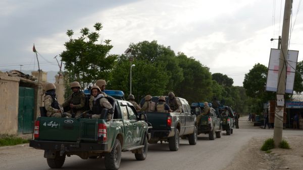 Taliban militants in three military vehicles with forged documents launched the attack by shooting a rocket at the entrance of the army base. (AFP) 