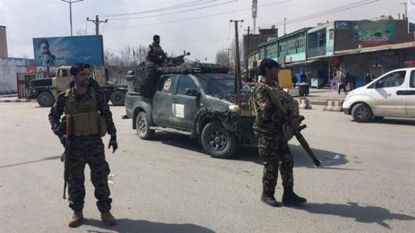 Afghan security forces keeping watch near the site of an explosion in Kabul, Afghanistan, on March 9, 2018. ( AFP/ File)
