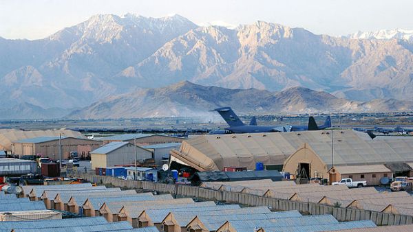 Bagram Air Base, the largest US military base in Afghanistan, near where the eight security guards were killed. (Wikimedia Commons)