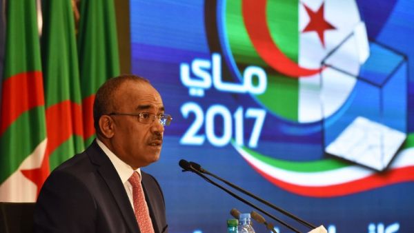 Algerian InteriorMinister Noureddine Bedoui announces the results of the country's legislative elections. (Ryad Kramdi/AFP)