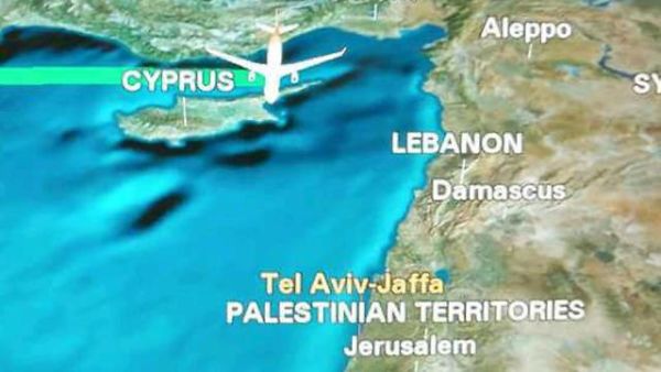 A map on Hainan airlines forget to display Israel. (Twitter) 