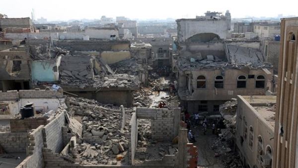 A general view on September 22, 2016 shows the buildings destroyed during Saudi airstrikes in the Yemeni port city of Hudaydah the previous day. (AFP/File) 
