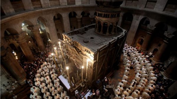 The Aedicule at the heart of the Church of the Holy Sepulchre. (AFP/File)