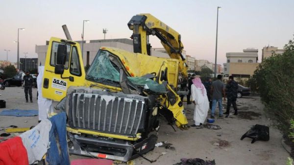 A damaged garbage truck is seen after it rammed into another truck carrying five U.S. soldiers in Kuwait on Oct. 8, 2016. (Twitter) 