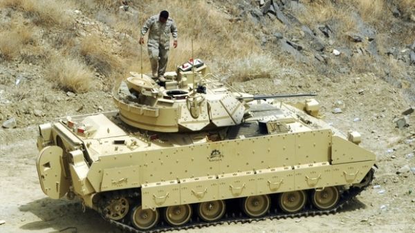 A Saudi soldier on an armoured personnel carrier at a post on the Saudi-Yemeni border in southwest Saudi Arabia. (AFP/File)