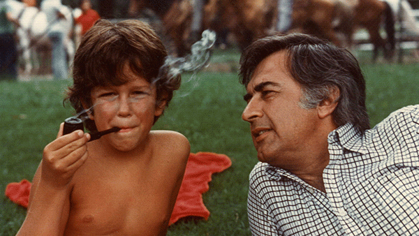 Moustapha Akkad and his son on set.