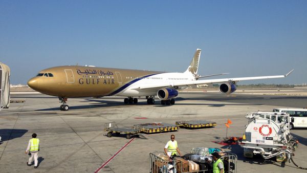 A Gulf Air plane is seen at Bahrain International Airport in Manama in 2012. (Flickr)