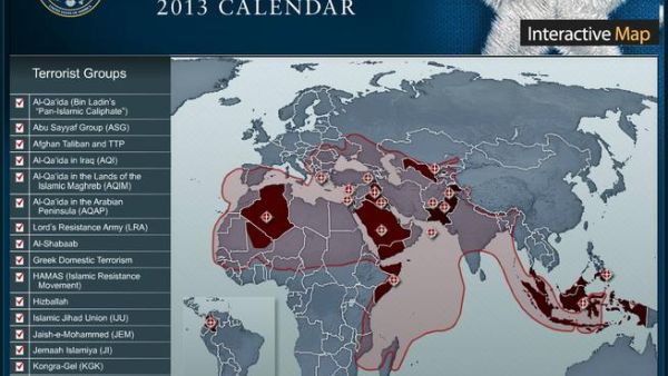 Here's the ancient map that up until recently was the U.S. government's view of the Islamic world. (Screenshot of the National Counterterrorism Center’s Interactive Map, April 30, 2013.)
