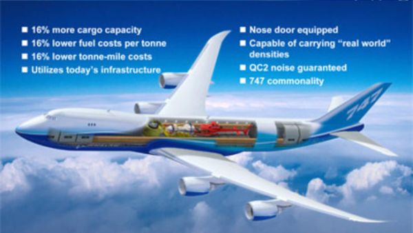 An illustration of the 747-8 Freighter from Boeing