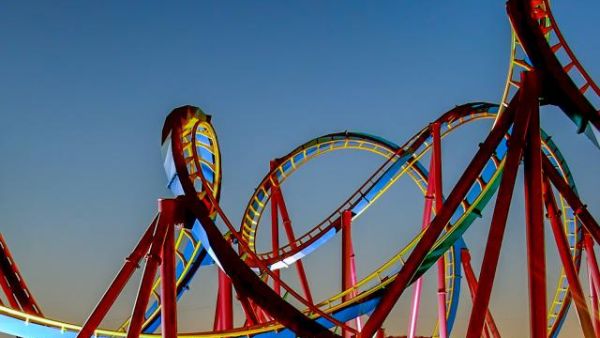A roller coaster at Six Flags Magic Mountain, California. (Go California)