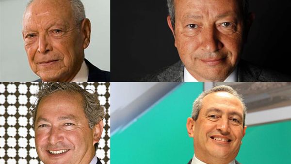 Clockwise from left, Onsi Sawiris and his sons Naguib, Nassef and Samih. (AFP/composite) 