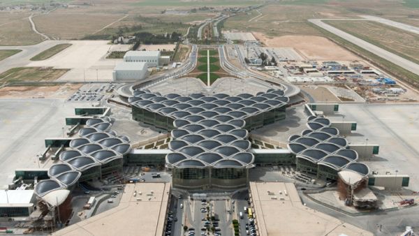 An aerial view of QAIA, designed by Foster and Partners and inspired by Bedouin tents. (Dezeen)