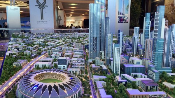 A model shows construction plans for Egypt's new capital city, another major administrative city project. (File photo)