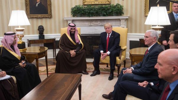 US President Donald Trump and Saudi Deputy Crown Prince and Defense Minister Mohammed bin Salman speak to the media in the Oval Office at the White House in Washington, DC, on March 14, 2017.(AFP)