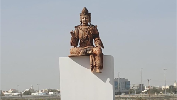 Emiratis are stunned by the massive Buddha sculpture on Sheikh Zayed Road. (Twitter)