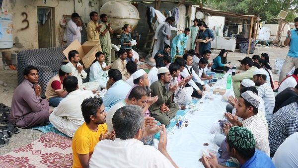 Chairman Sudhakar Rao sharing Iftar with labourers in Ajman Chairman Sudhakar Rao sharing Iftar with labourers in Ajman