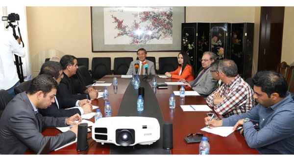 Chinese Ambassador in Amman Pan Weifang speaks during a press conference in Amman on Monday. (JT)