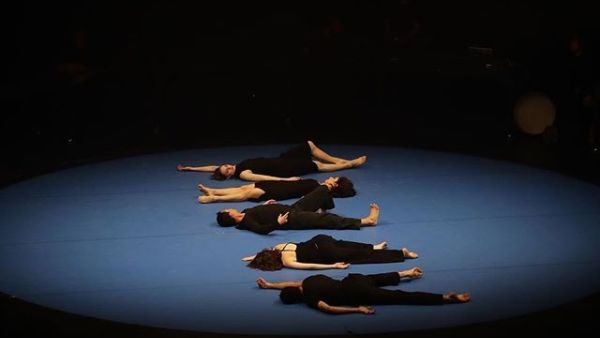 Dancers perform a work entitled “Minaret” by choreographer and dancer Omar Rajeh (Twitter)