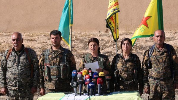 The Syrian Democratic Forces announce the beginning of the operation. (AFP/Delil Souleiman)