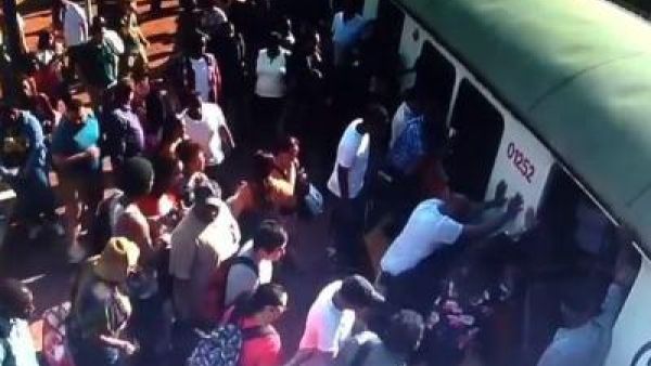 Woman Leg Stuck in Train Platform in Boston (Twitter)
