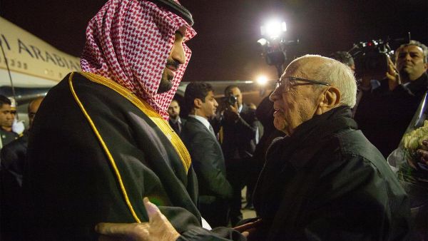 Saudi Arabia’s Crown Prince Mohammed bin Salman meets with #Tunisia's President Beji Caid Essebsi (Twitter)