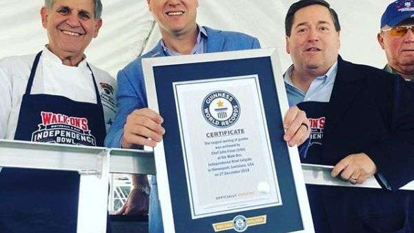 Chef John Folse earns Guinness World Record for cooking up a 6,800-pound pot of gumbo. (Twitter)