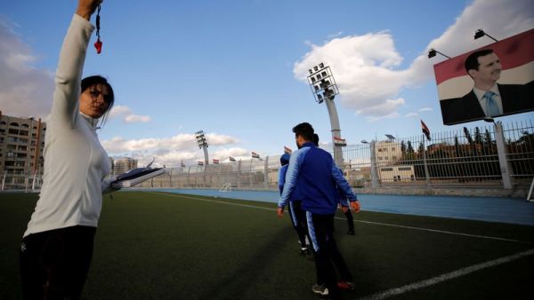 Maha Jannoud, believes she is the first woman in the Middle East to coach a professional men's side. (Twitter)