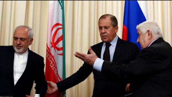 ارشيف/ من اليمين- وزراء خارجية سوريا وليد المعلم وروسيا سيرغي لافروف وإيران محمد جواد ظريف

