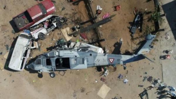 صورة من الجو لموقع تحطم المروحية
