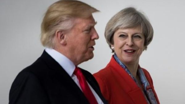 ماي خلال لقائها ترامب في البيت الابيض

