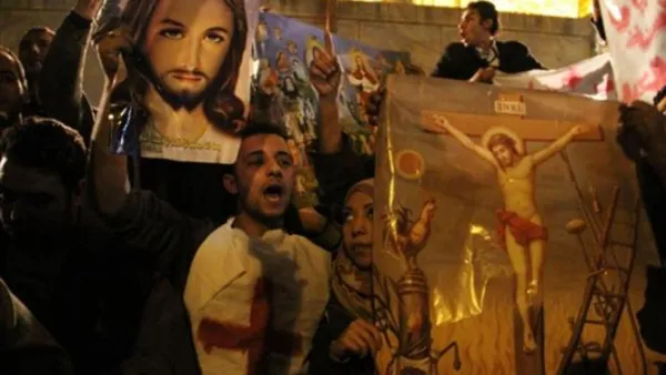 مظاهرة في مصر بعد حادث الكنيسة-ارشيف