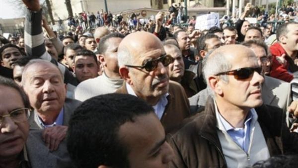 محمد البرادعي بين المتظاهرين في القاهرة