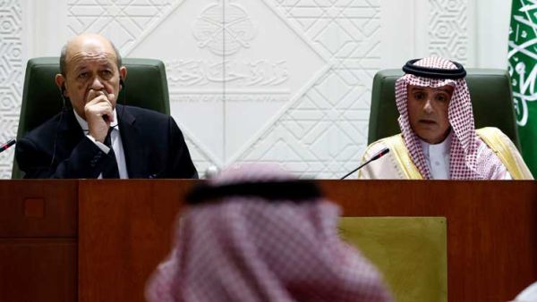 وزير الخارجية السعودي الجبير ونظيره الفرنسي لودريان