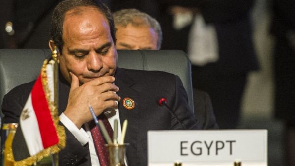 President Sisi at the African summit meeting in Sharm el-Sheikh. (AFP/Khaled Desouki)
