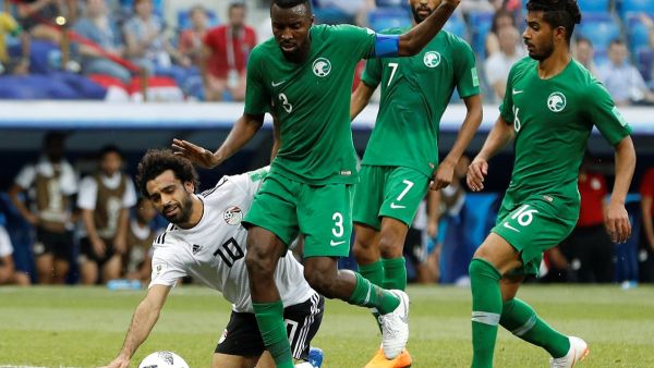 Mo. Salah and several Saudi players during Russia World Cup Game. (Twitter)