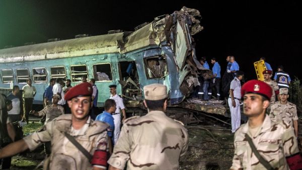 Dozens were killed and many more injured near Alexandria after two trains collided into each other (AFP)