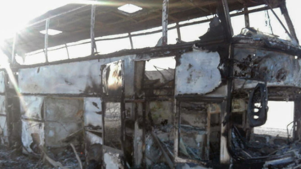 A bus carrying workers in Egypt burst into flames after it flipped over following a crash in Alexandria. (AFP/File)