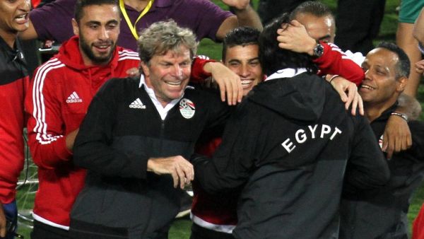 Egypt celebrates beating Congo to qualify for the World Cup finals in Russia next year (Tarek Abdel Hamid/AFP)