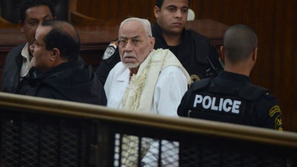 This file photo taken on February 28, 2015 shows Egypt's former Muslim Brotherhood supreme guide Mohammed Mahdi Akef looking on during his trial in the capital Cairo (Mohamed El-Shahed/AFP)