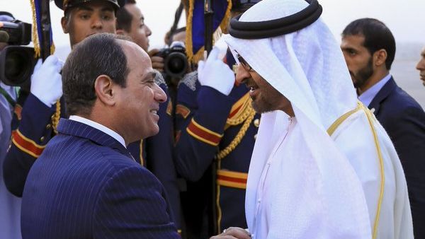 President Sisi welcomes Sheikh Mohammed bin Zayed Al Nahyan, Crown Prince of Abu Dhabi, in Cairo International Airport, Egypt. (Twitter)  President Sisi welcomes Sheikh Mohammed bin Zayed Al Nahyan, Crown Prince of Abu Dhabi, in Cairo International Airport, Egypt. (Twitter)
