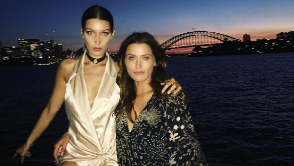 Bella poses for a sultry sundowner by Harbour Bridge. (Instagram/Bella Hadid)