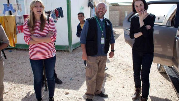 Michelle Dockery visiting Zaatari camp for Syrian refugees recently. (Image: Facebook)
