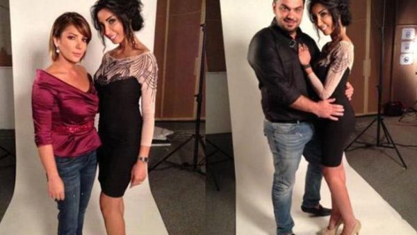 الفنانة دنيا بطمة مع زوجها "محمد الترك" ومع الفنانة "اصالة نصري" من كواليس تصوير "صولا"
