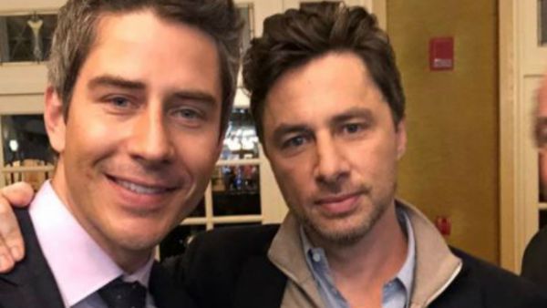 The 36-year-old race car driver connected with 42-year-old actor while promoting The Bachelor at the Television Critics Association winter press tour Monday. (Source: @ariejr - Instagram)
