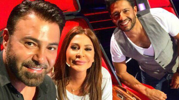 The judges: Elissa, Assi El Helani, and Mohamed Hamaki. Not pictured: Ahlam. (Facebook / Assi El Helani)