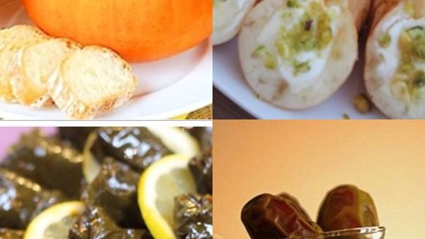 شوربة القرع، ورق عنب على الطريقة المصرية، وقطايف بالقشطة