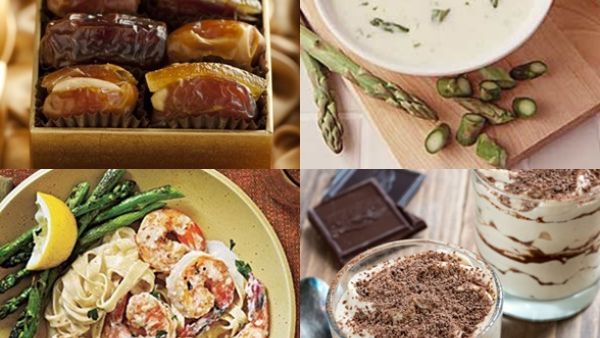 شوربة الهليون، الفوتشيني بالقريدس، وحلوى التيراميسو