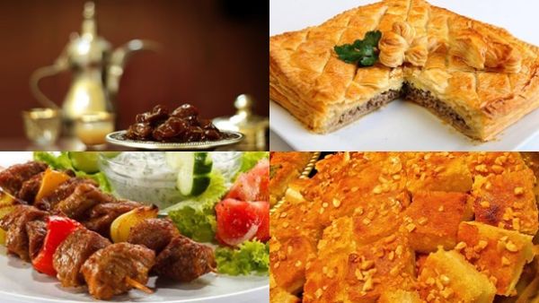 رقائق اللحم، كباب، وبسبوسة بجوز الهند