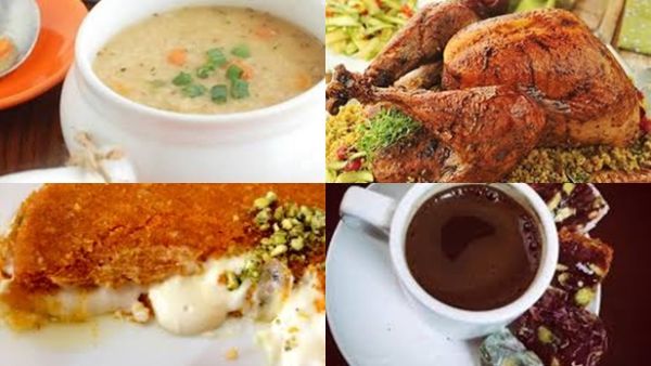 شوربة الشوفان، ديك رومي بالفريك، وكنافة بالجبن