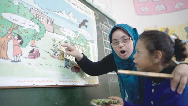 Hiba Al Sharfa teaches children who also have the condition and has long dreamed of becoming a teacher.